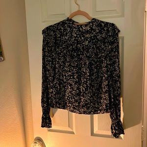 Whimsical, Floral Print Bell Sleeve Blouse